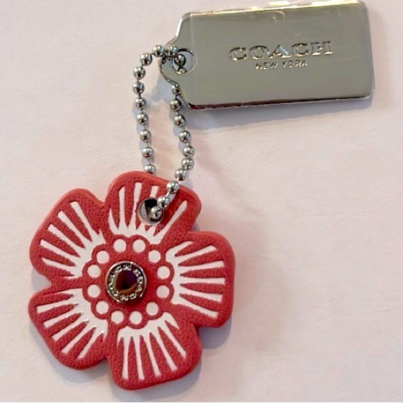 Coach Tea Rose and Coach silver metal Tag Keychain/ Bag Charm - Picture 4 of 7